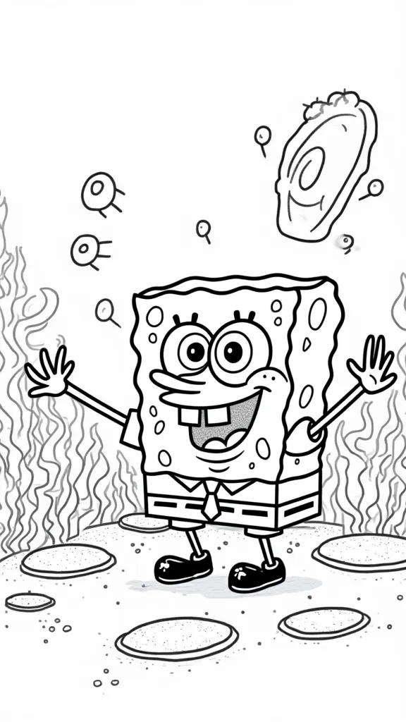 coloring pages of spongebob and friends